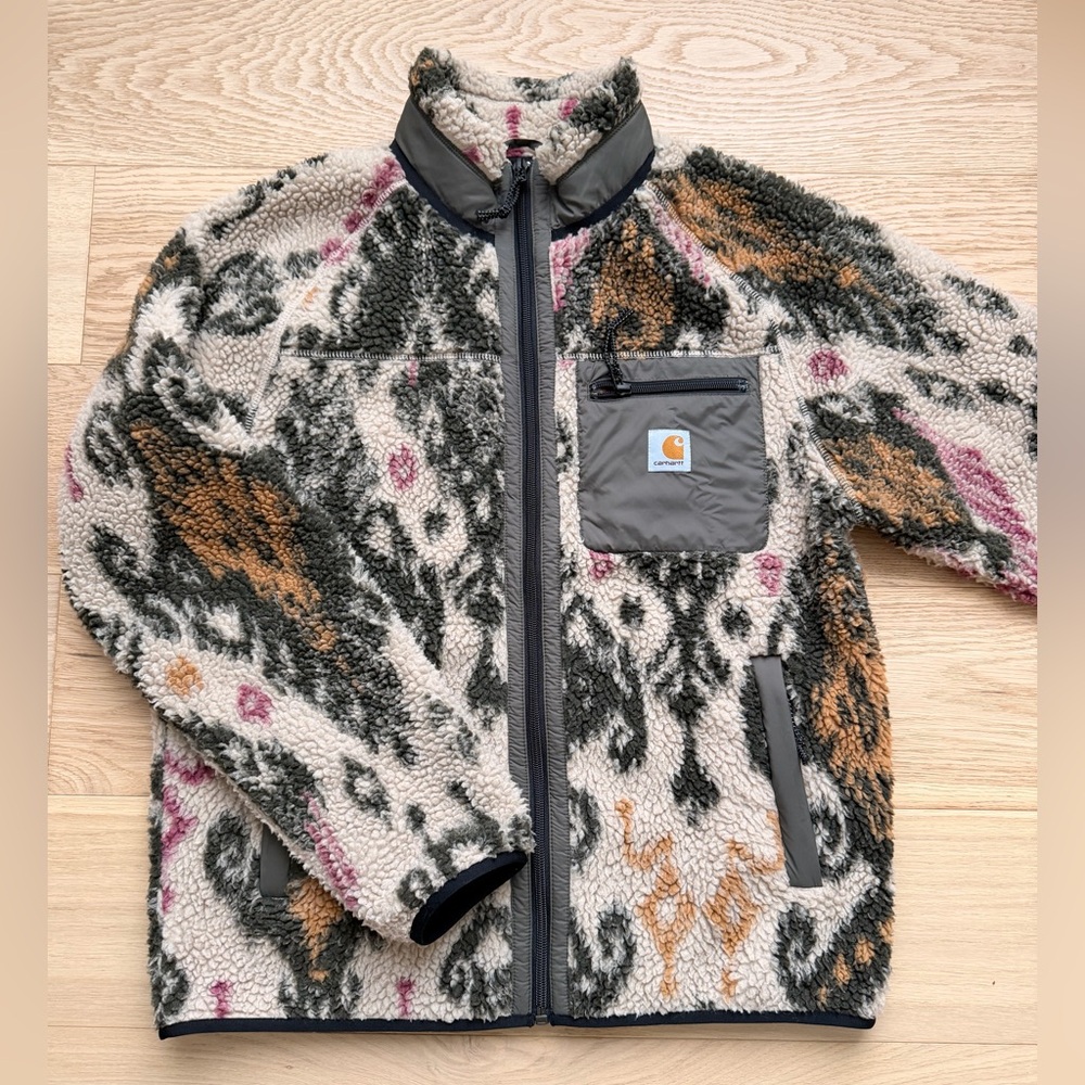Carhartt WIP Baru Jacquard Prentis Liner Jacket in Wall/Cypress Size M